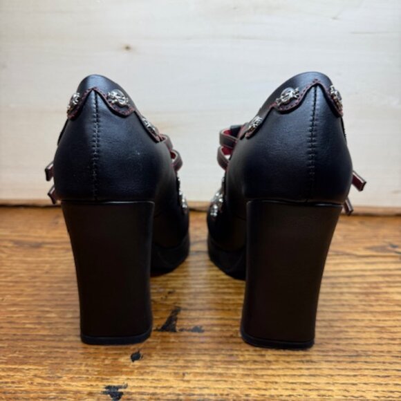 Demonia Crypto-06, Vegan Leather,  Platform Mary Janes, Black & Red, Size 9, NEW - Picture 4 of 8